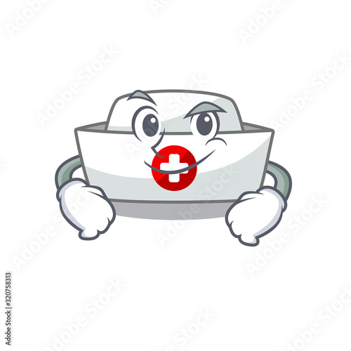 Cool nurse hat mascot character with Smirking face