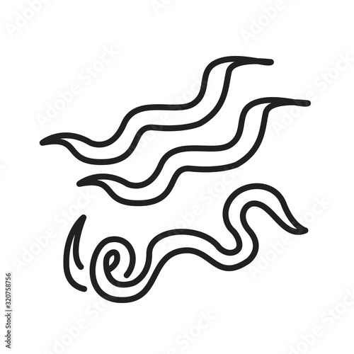 Virus ebola black line icon. Bacteria, microorganism sign. Microscopic germ cause diseases concept. Pictogram for web, mobile app. UI UX design element. Editable stroke.
