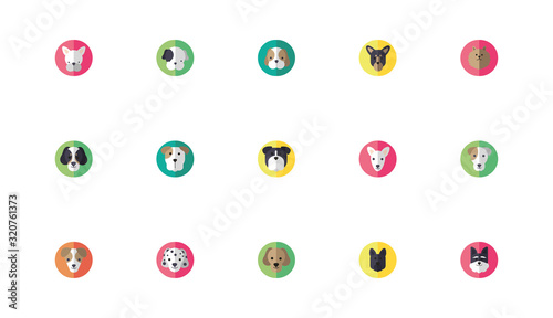 Photography bundle of cute dogs heads icons