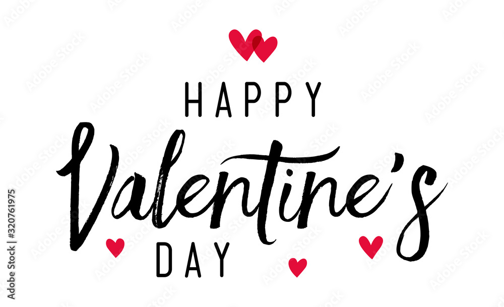 Happy Valentines Day typography poster with handwritten calligraphy text.  Vector Illustration