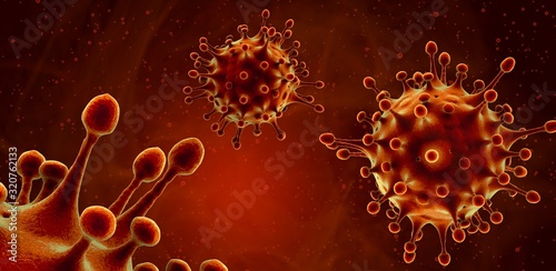Microscopic view of a infectious omicron coronavirus. Contagion and propagation of a disease photo
