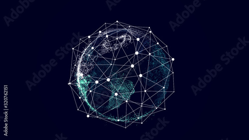 Future science blue particle earth vector background