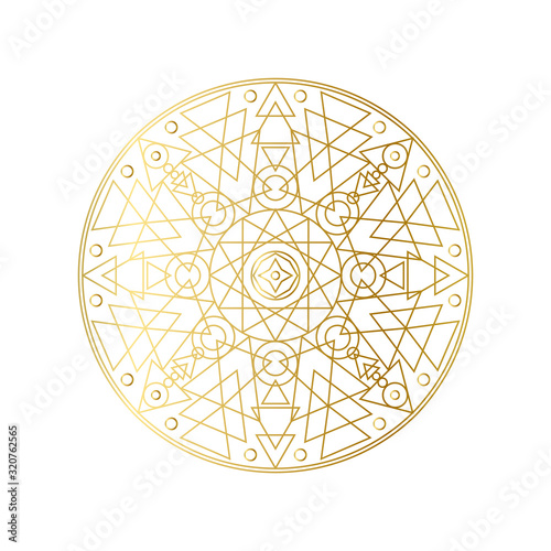 Golden abstract geometric mandala outline vector illustration