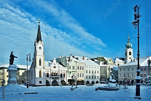 Czech Republic-square in city Trutnov in winter photo