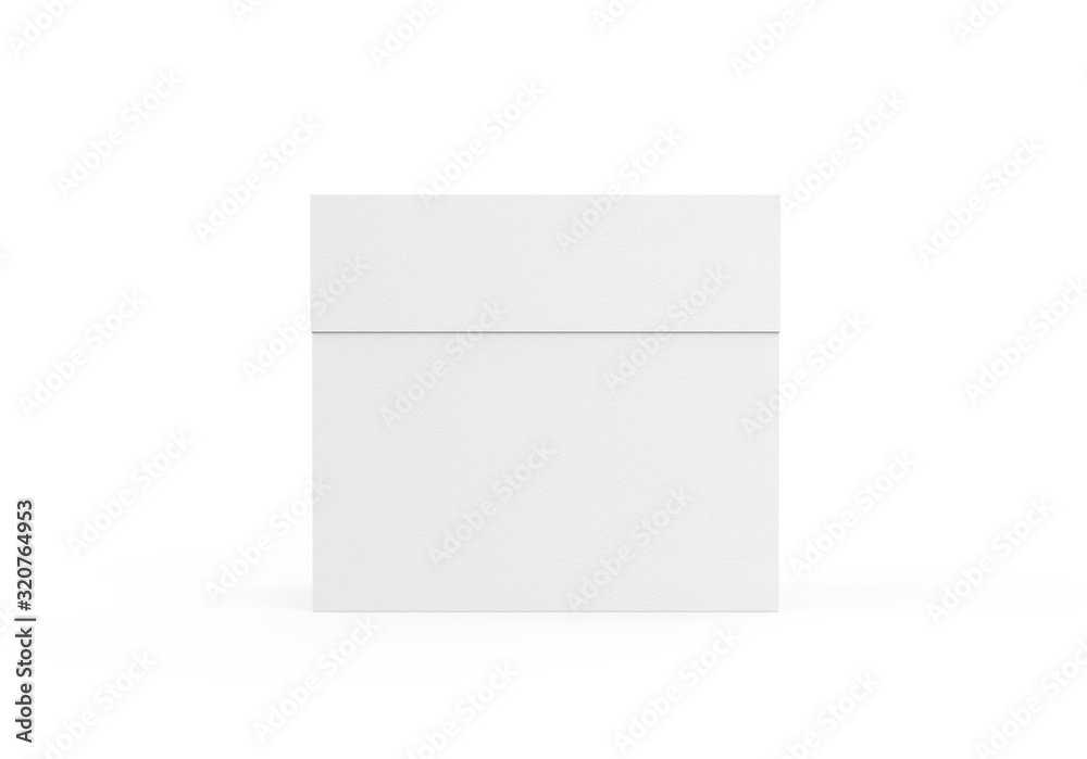 White rectangular box on isolated white background, closed white tea box mockup, 3d illustration White rectangular box on isolated white background, closed white tea box mockup, 3d illustration