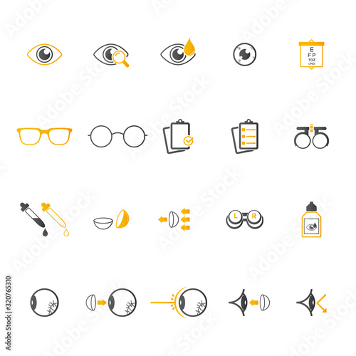 Optometry, ophthalmology related icons