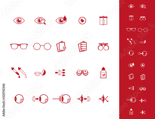 Optometry, ophthalmology related icons