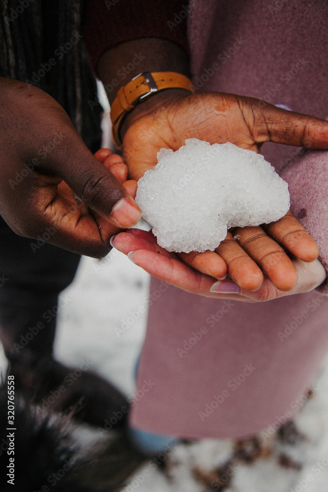 heart from snow in a hand heart from snow in a hand