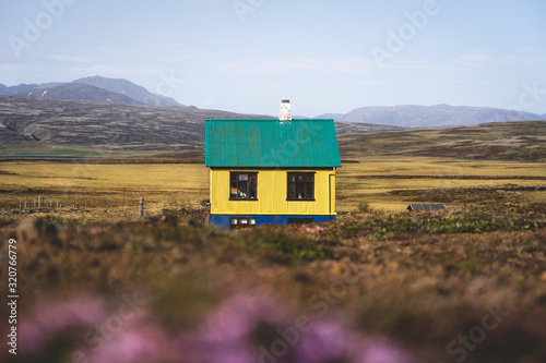 Colorful Icelandic house in the middle of nowhere