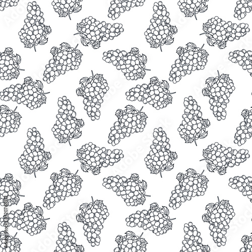 Vector seamless pattern with doodle grape; hand drawing berries for fabric, wallpaper, wrapping paper, textile, package, web design. © Xaphana