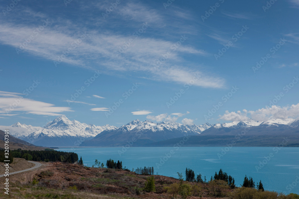 Lake pukaki. Mount Cook New Zealand. Mountains