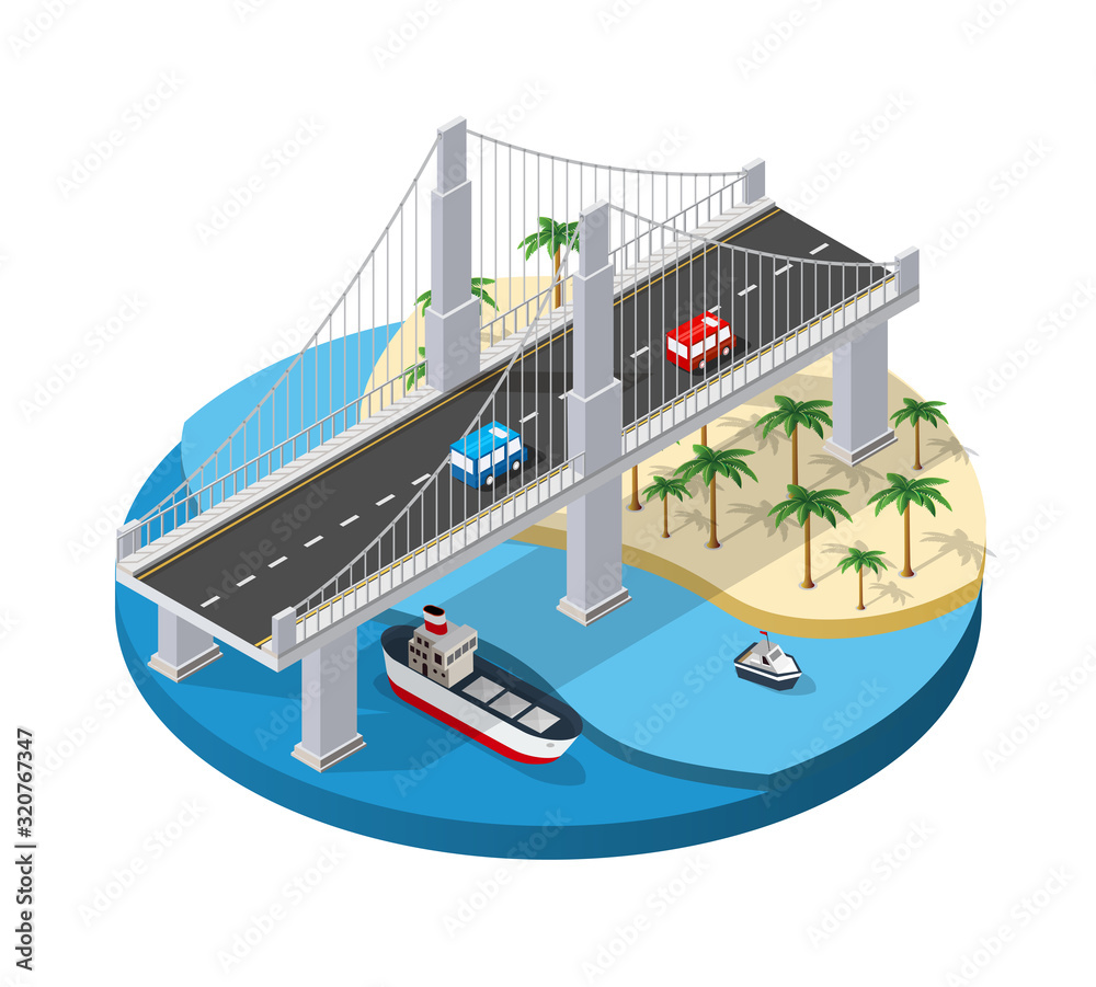 The bridge of urban infrastructure is isometric The bridge of urban infrastructure is isometric