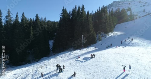skiers in mountains