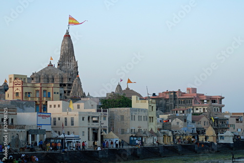 Temples in Dwarka on the bank of river Gomati. photo
