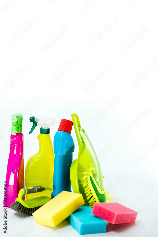 cleaning equipment isolated on white background cleaning equipment isolated on white background