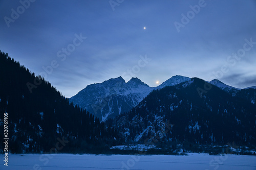 Mountains landscape at night