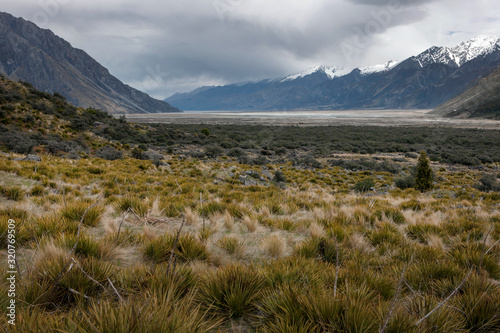 Mount Cook area New Zealand Tasman river valley