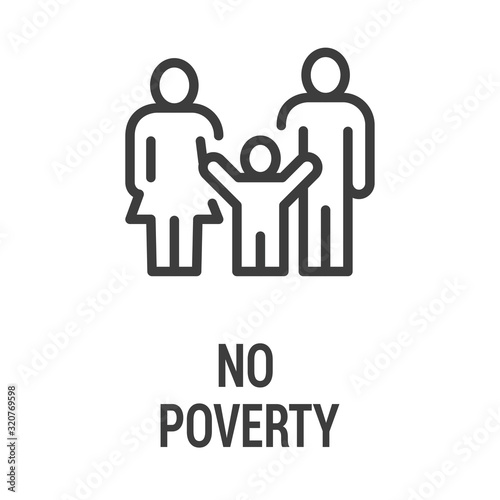No poverty black icon. Corporate social responsibility. Sustainable Development Goals. SDG sign. Pictogram for ad, web, mobile app, promo. UI UX design element Editable stroke