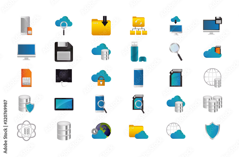 Technology icon set vector design Technology icon set vector design