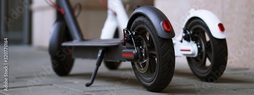 Modern electric scooter parking on the street.