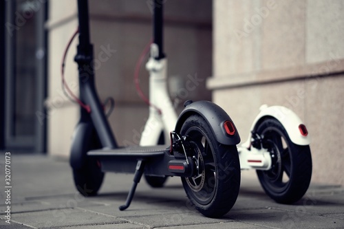 Modern electric scooter parking on the street.