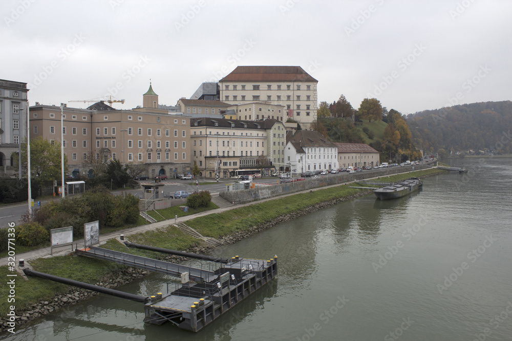 Naklejka premium Danube river side, linz city, Austria