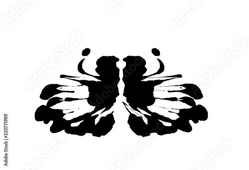 Rorschach inkblot test illustration, random symmetrical abstract ink stains.