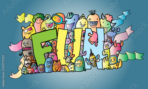 The fun of many monsters, vector design for illustration, cards and things or making websites.