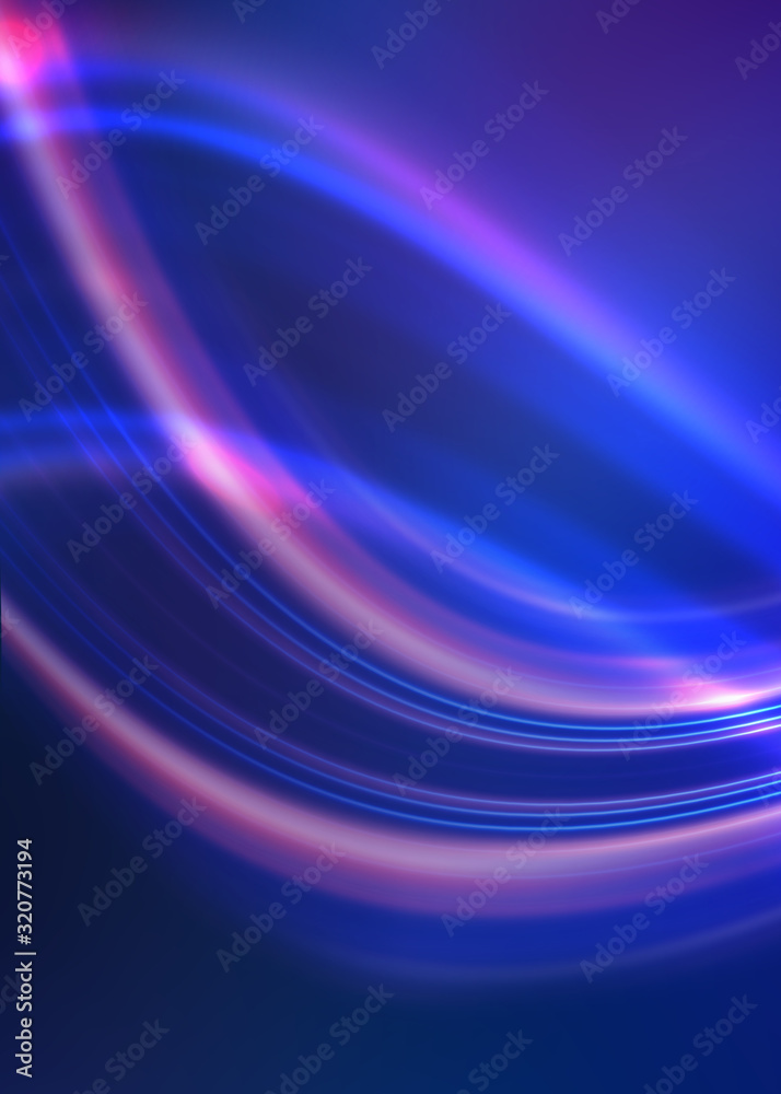 Dark blue abstract background with ultraviolet neon glow, blurry light lines, waves Dark blue abstract background with ultraviolet neon glow, blurry light lines, waves