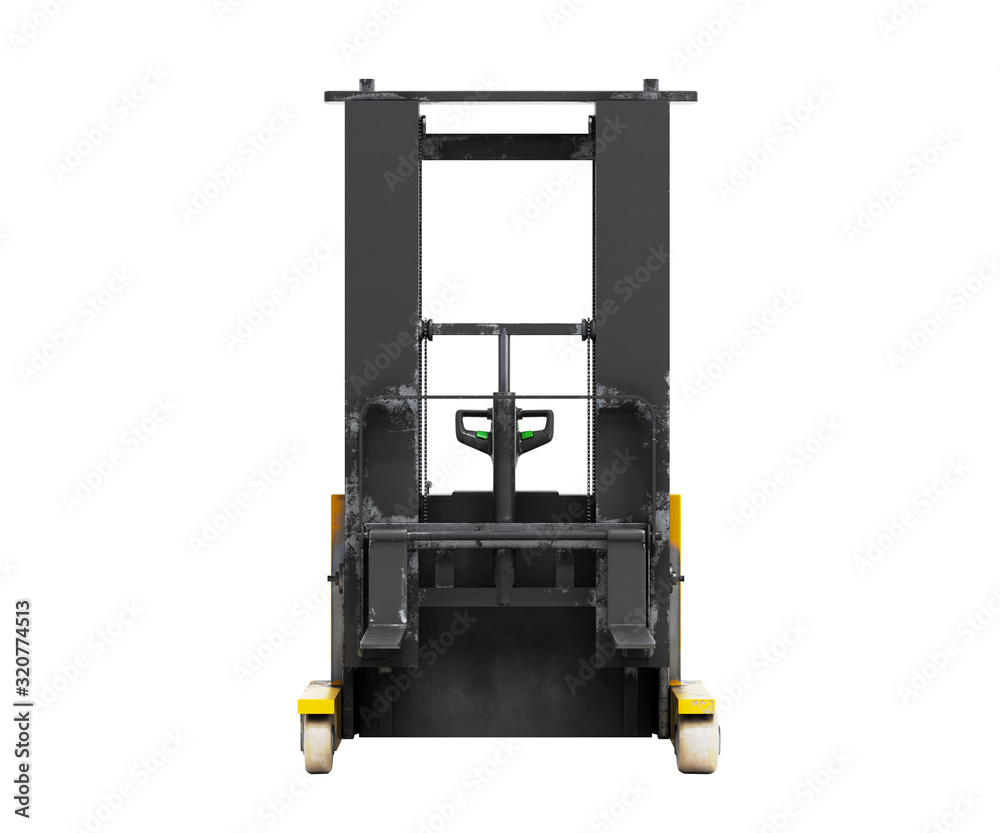 Forklift loader 3D render on white background no shadow