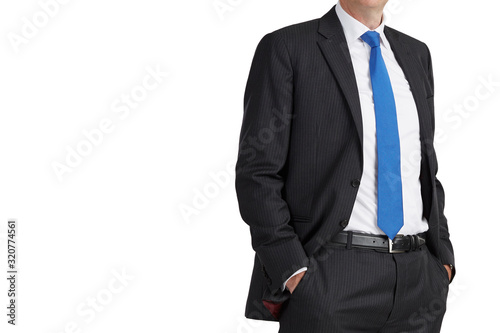 Portrait of businessman is isolated on white colour of background.