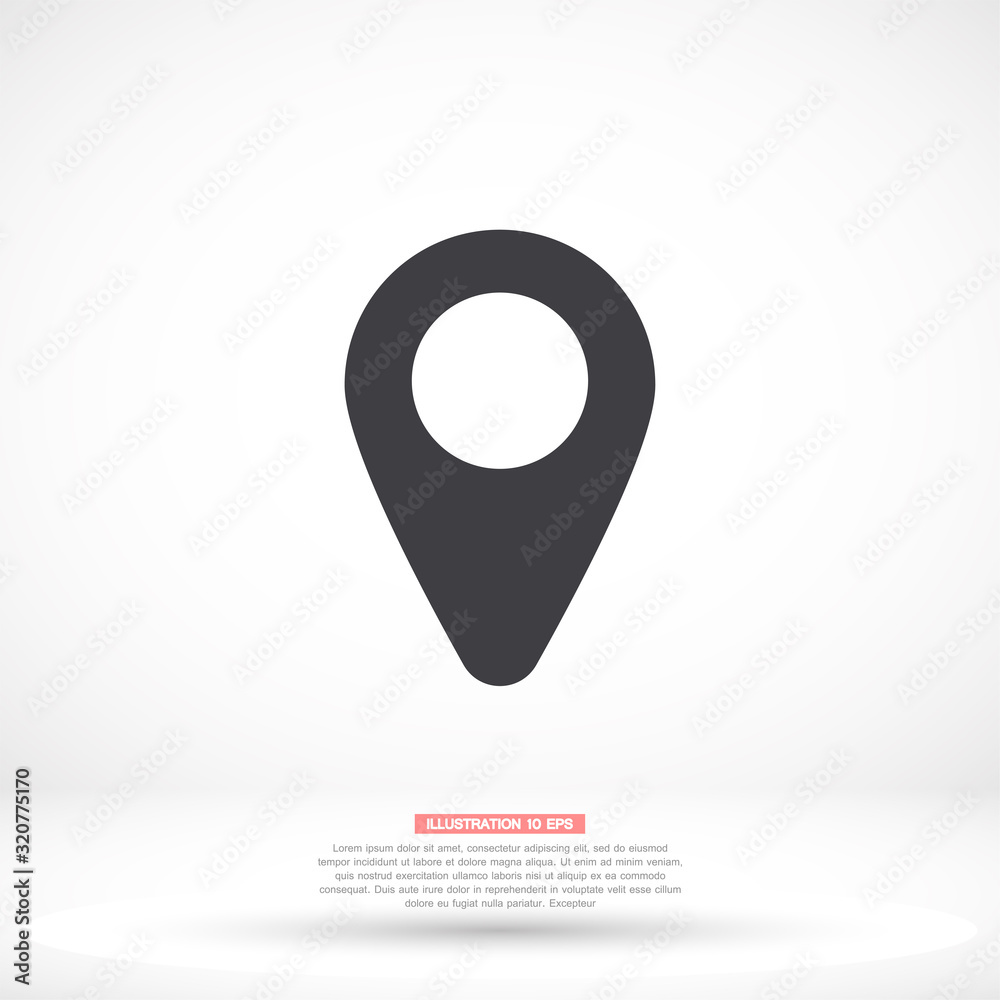 Map pin vector icon , lorem ipsum Flat design Map pin vector icon , lorem ipsum Flat design