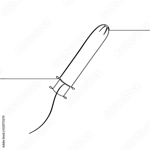 Female hygienic swab. Drawn in one continuous line, isolated on a white background. Stock vector illustration