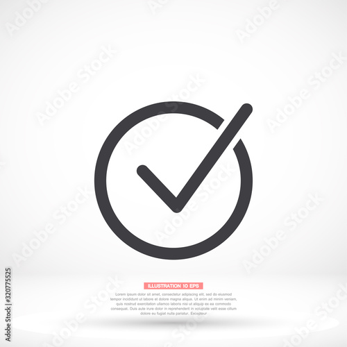 Check mark vector icon , lorem ipsum Flat design