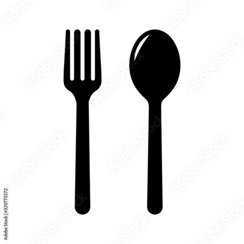 spoon fork and knife icons isolated on white background.