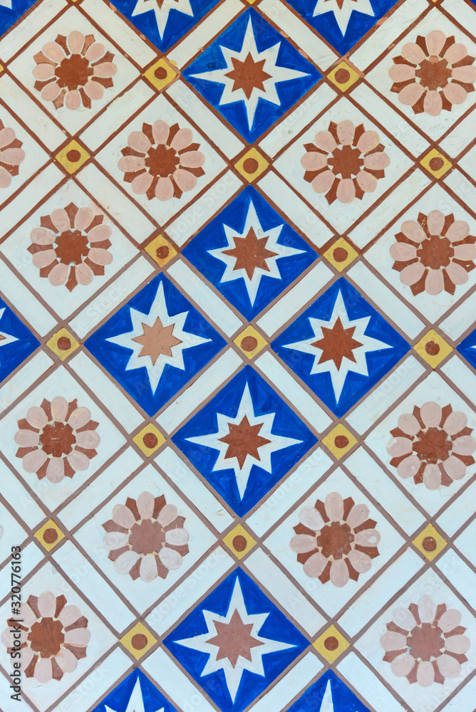 Colorful tiles on the wall of a restaurant in Trinidad, Cuba