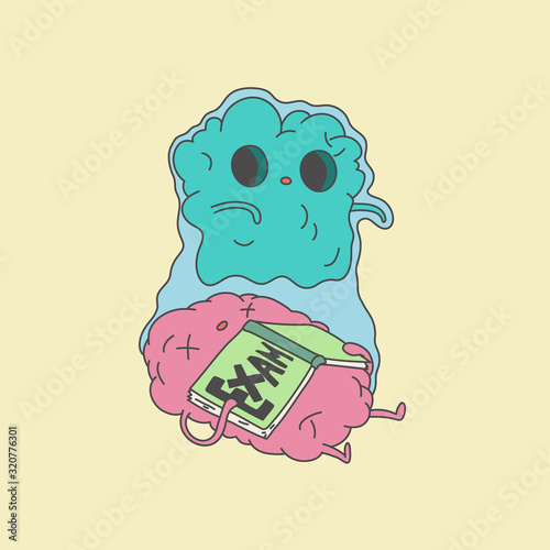 the brain is tired of studying. illustration of mental fatigue
