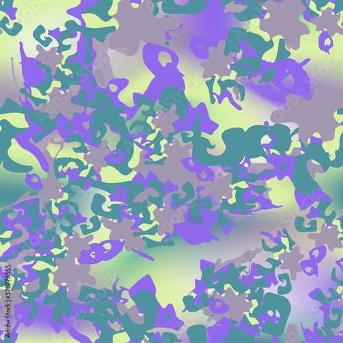 UFO camouflage of various shades of green and violet colors