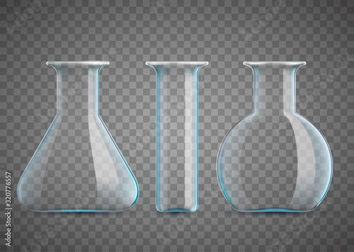 Chemical laboratory beaker or test tubes. Empty glassware