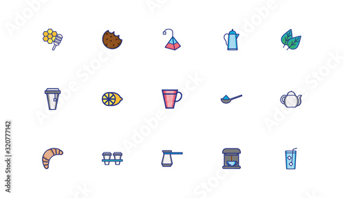 bundle of coffee set icons