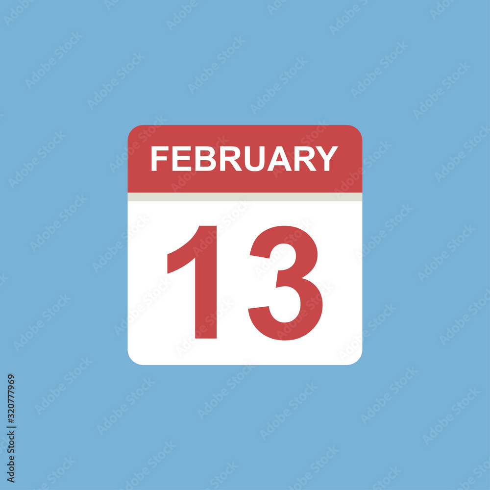 calendar - February 13 icon illustration isolated vector sign symbol calendar - February 13 icon illustration isolated vector sign symbol