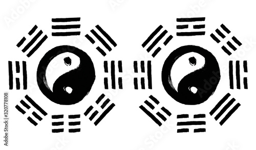 Bagua eight trigrams Earlier Heaven and Later Heaven arrangemet Feng shiu Ying Yang symbol photo
