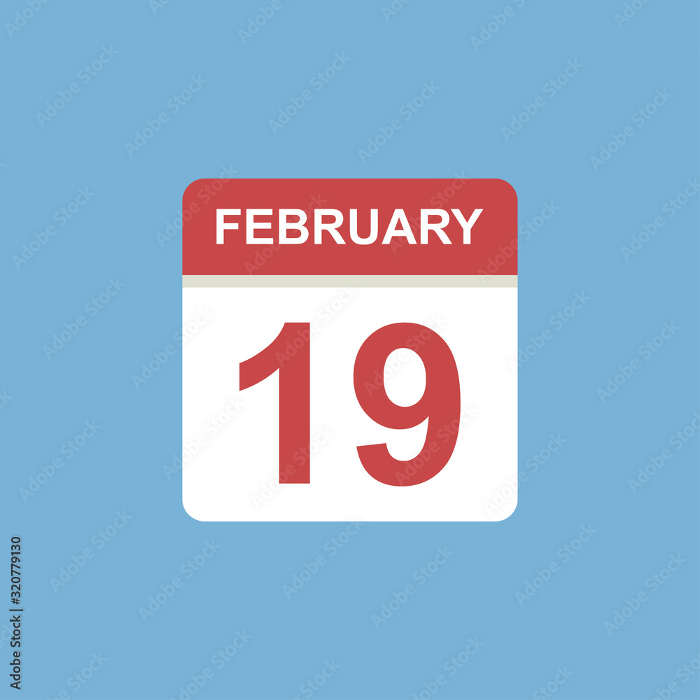 calendar - February 19 icon illustration isolated vector sign symbol calendar - February 19 icon illustration isolated vector sign symbol