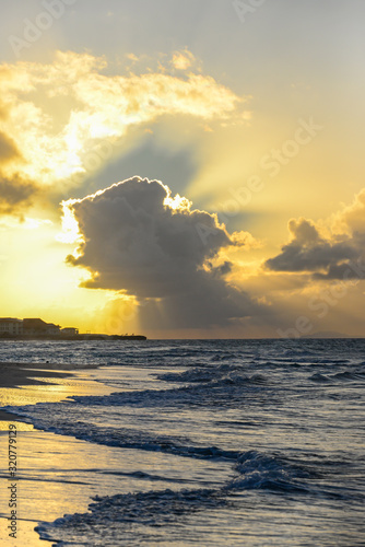 Sunset on the beach of Atlantic Ocean, Cuba