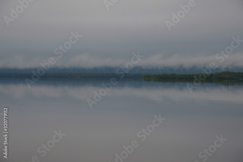 Fog over Lake Lovozero photo