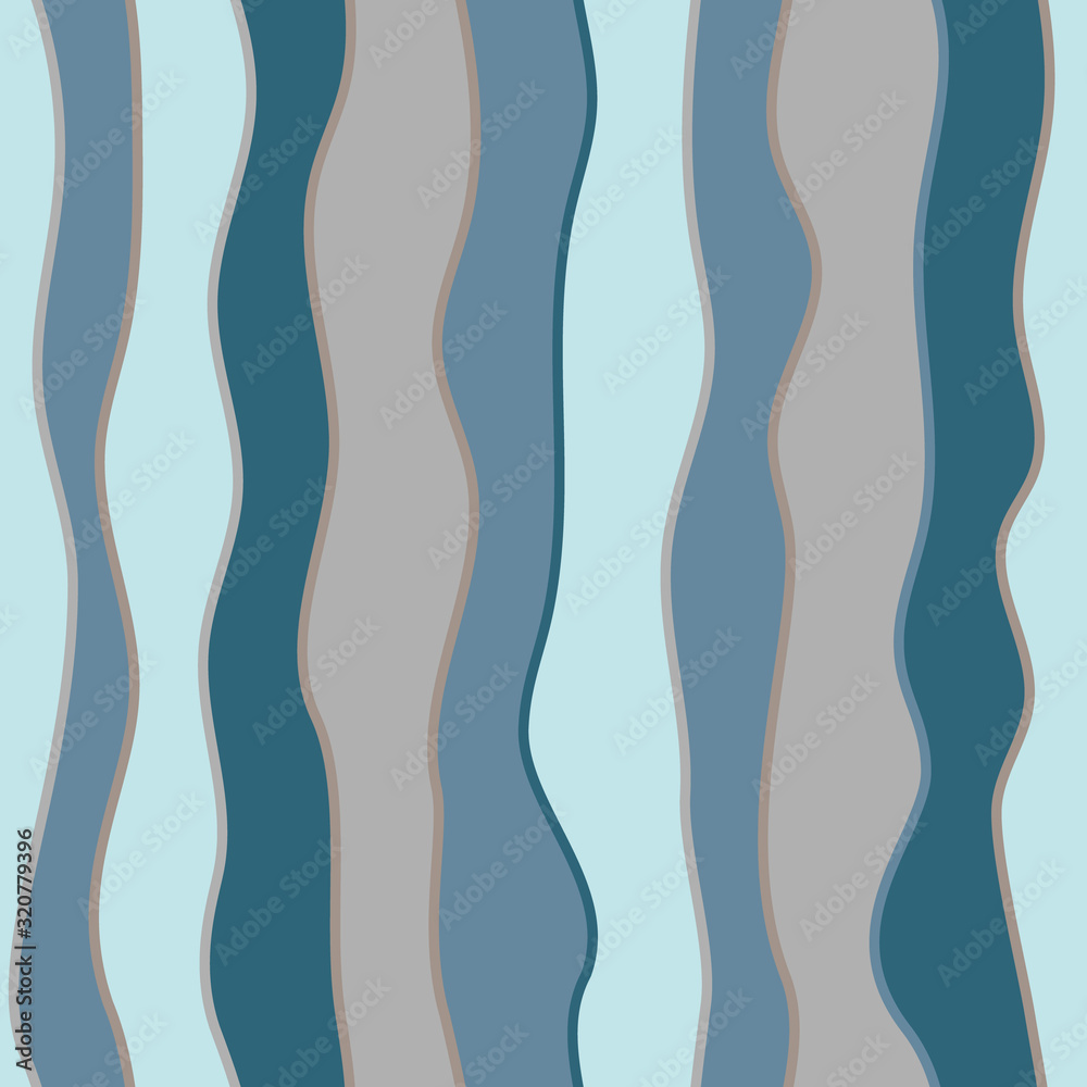 Seamless pattern with colored wavy stripes. Marine background for textile and scrapbooking with waves