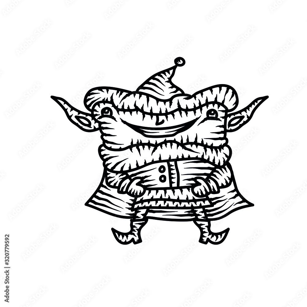 Fototapeta premium Cartoon Elf. New year vector illustration.