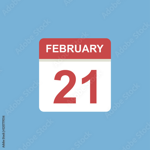 calendar - February 21 icon illustration isolated vector sign symbol