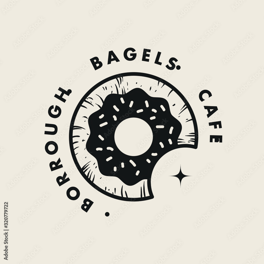 Donut bagel logo icon. Graphic element food branding for bakery, cafe