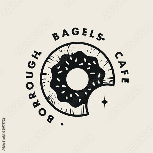 Donut bagel logo icon. Graphic element food branding for bakery, cafe, pastries shop